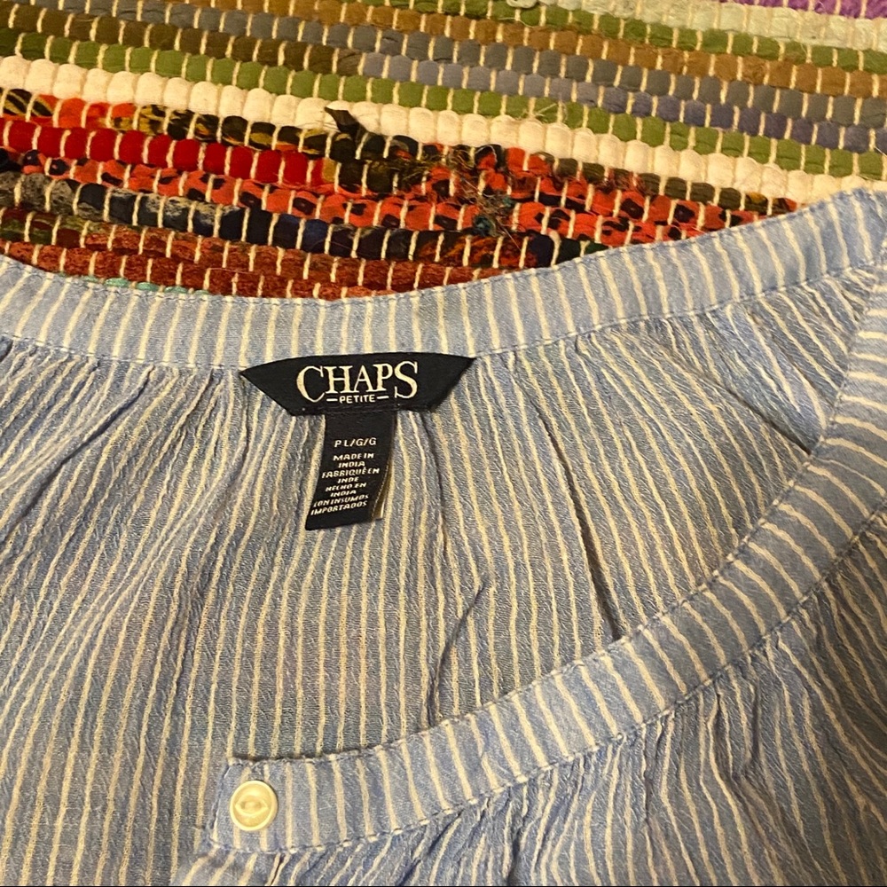 Women’s Chaps Blue & White Top Size L - Picture 3 of 5
